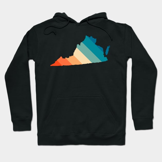 Virginia State Retro Map Hoodie by n23tees